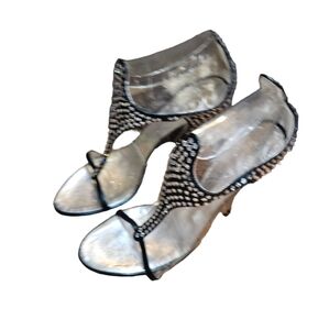 Size 8 Giuseppe Zanotti Womens Teal Leather Rhinestone Italy Strappy Sandals COA